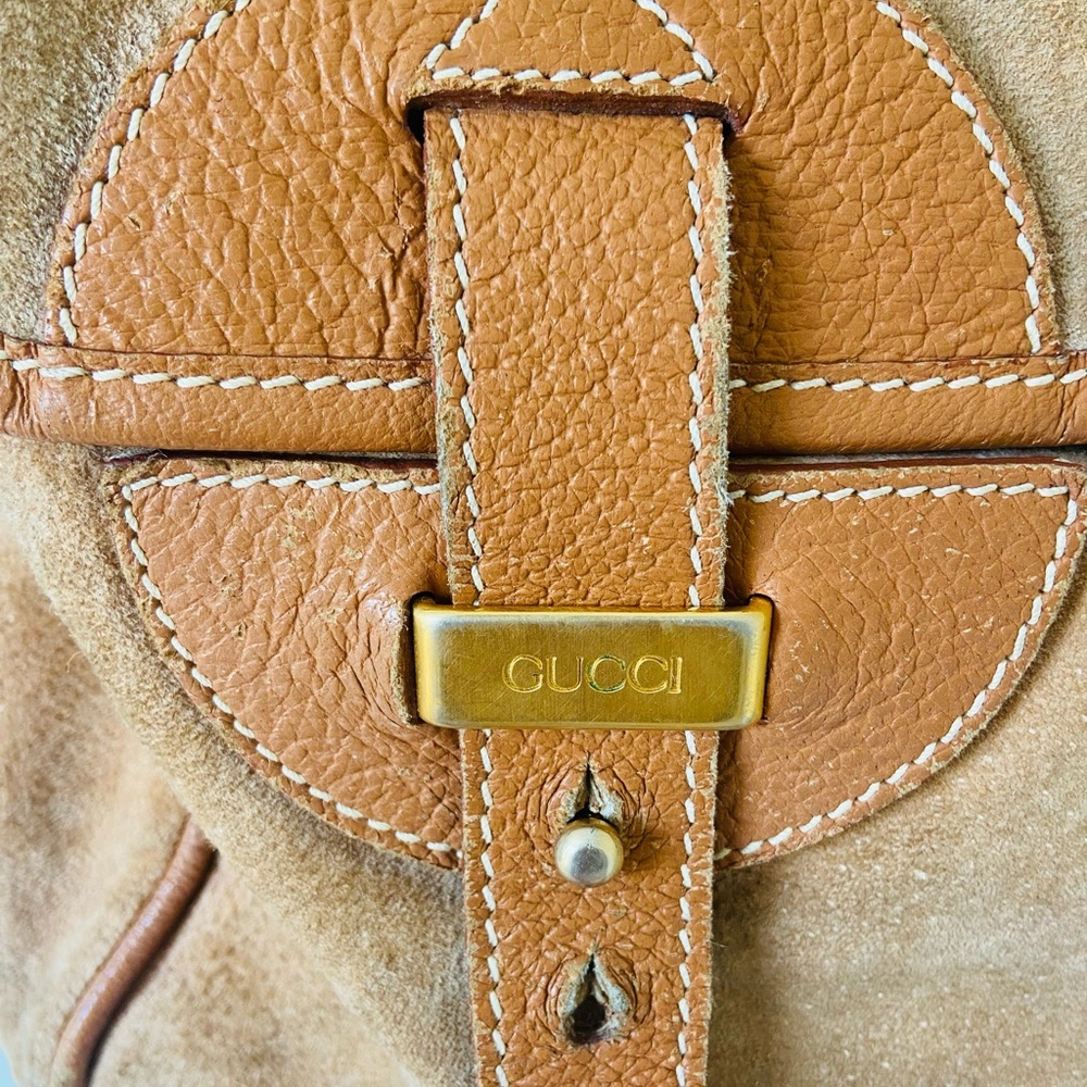 Gucci Suede Leather Caramel Backpack - Picture 2 of 12